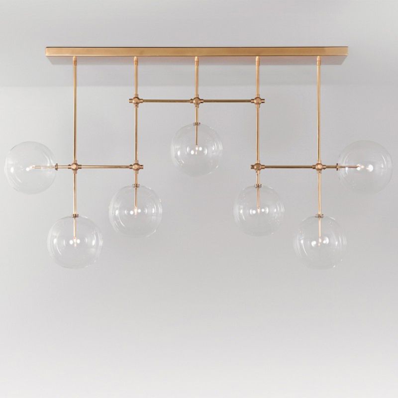 Schwung Soap B7 Burnished Brass Transparent Globe Chandelier Medium